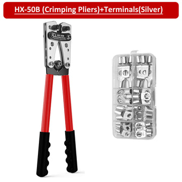 Heavy-Duty Battery Cable Crimping Tool Kit, 8-1/0 AWG Range, Wire Crimp Connector Assortment Car Auto Copper Ring Terminal Apsilon