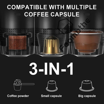 Draadloos Elektrisch - Portabele Espresso Koffiemachine - 3-in-1 Capsule en Poeder - Koffiemaker - Voor Reizigers en Kampeerders Apsilon