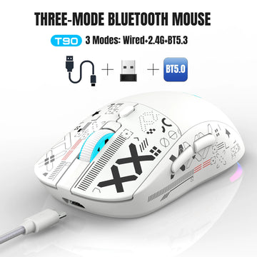T90 Serie - Draadloze Bluetooth Muis - Opladbaar - Stil Schakelaars - RGB - Voor Gamers - Model T90 Apsilon