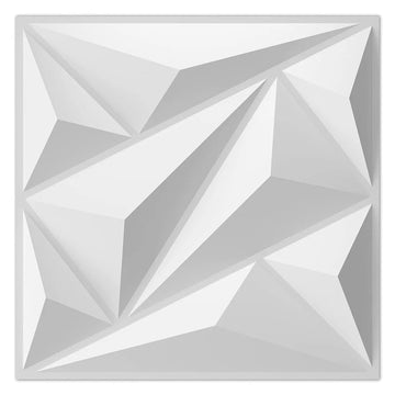 Diamond Serie - 3D Wandpaneel - Diamant Design - Vuurvast - Decoratie - Voor DIY - Model 30x30cm Mat Wit/Zwart Apsilon
