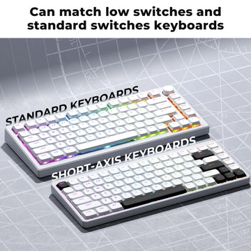 XVX BOW Shine Through Low Profile Keycaps Skyline R2 Double-Shot PBT Key Cap Compatible ASIN US Black/White 127 Keys Apsilon