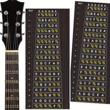 Gitaar - Fretboard Stickers - Leren Noten - Gelamineerd Vinyl - Notenkaart - Voor Beginnende Gitaristen - Standard Model Apsilon