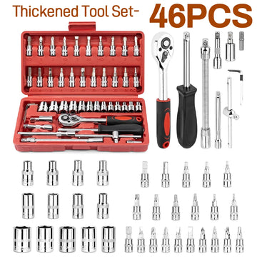 46-piece car repair tool set: a sturdy and durable metal tool set for home use, ideal for mechanics and car enthusiasts Apsilon