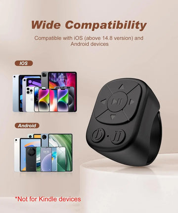 Tiktok Scrolling Ring Tiktok Remote Control Is Suitable for Iphone, iPad Bluetooth Page Turning Ring Roller, Both Camera Shutter, Short Video and Music Remote Control Function, Compatible with Ios and Android Phones Apsilon