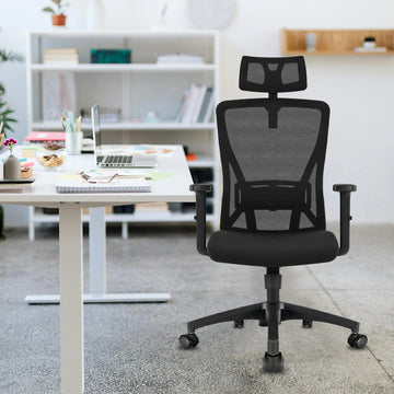 Durrafy - Ergonomische Kantoorstoel - Verstelbare Hoofdsteun - Armleuningen - Ergonomisch - Voor Professionals - Model Zwart Apsilon
