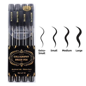 Calligrafie - Pennenset - 4 Stuks - Zwart - Fijne Markers - Handlettering - Voor Beginners - Manga Pen Apsilon