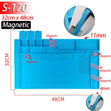 Silicone - Soldeermat - Hittebestendig 932°F - Antistatisch - Magnetisch - Soldeer - Voor Elektronica Reparateurs Apsilon
