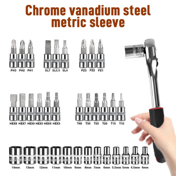 46-piece car repair tool set: a sturdy and durable metal tool set for home use, ideal for mechanics and car enthusiasts Apsilon