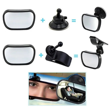 Mini Rear Serie - Baby Observatiespiegel - Verstelbaar - Convexe Spiegel - Veiligheid - Voor Ouders - 2-in-1 Model Apsilon