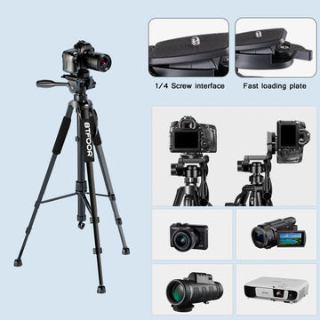 Phone Travel Self Tripod Aluminum Tall 55” 140CM Stand With Quick Plates Mount Pan Head For Canon Nikon DSLR SLR Digital Camera Apsilon