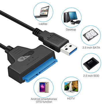 USB-SATA Serie - USB naar SATA Kabel - Tot 6 Gbps - Voor 2.5 Inch HDD SSD - Adapter - Voor Gebruikers - SATA III 22 Pin Apsilon