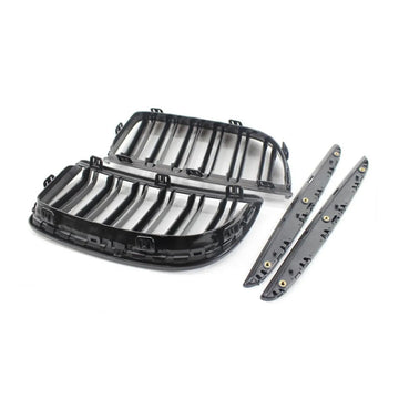 BMW Serie - Nierenrooster - Glanzend Zwart - Dubbele Spijlen - Racing Grill - Voor BMW E90 E91 - Model E90 E91 Pre-Facelift 2005-2008 Apsilon