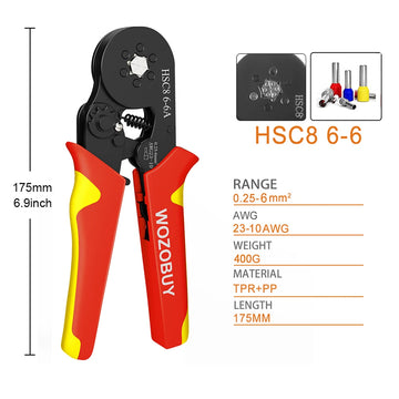 Tubular Terminal Crimper Kit 0.08-16mm² /0.25-10mm² HSC8 6-4/6-6/16-6 Electrical Crimping Pliers Clamp Sets Wire Tips Hand Tools Apsilon