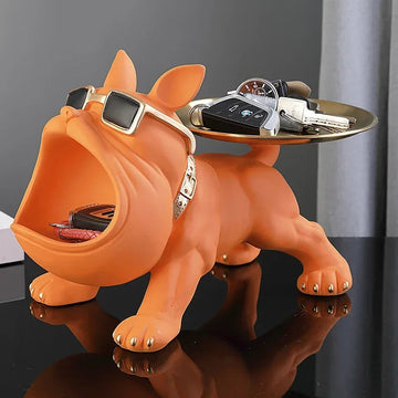 Resin Collectie - Hondenbeeld - Bulldog - Met Opbergbak - Dieren Decoratie - Voor Huisinrichting - Model Bulldog Apsilon