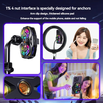 K32 Clip-on Semiconductor Phone Cooler with Digital Display Smart Thermo Dual-core RGB Lights Universal for SmartPhones Apsilon
