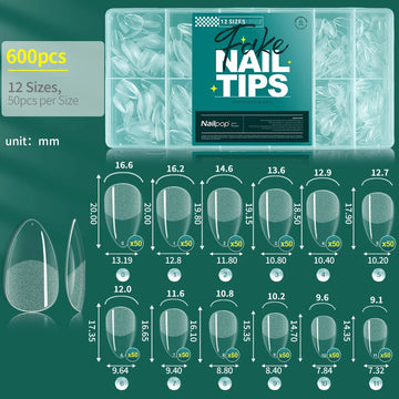 Nailpop - Zachte Gel Nageltips - 600 Stuks - Volledige Dekking - Meerdere Vormen - Nagelaccessoires - Voor Nagelenthousiastelingen - Model 600PCS Apsilon