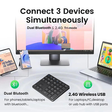 Dubbele Bluetooth Serie - Numeriek Toetsenblok - Draadloos Verbonden - Oplaadbare Batterij - Keypad - Voor Gebruikers - Model 35Keys Apsilon