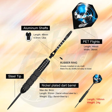 CyeeLife - Darts Set - 6/12 Stuks - 24G Stalen Naalden - Valbestendig - Professioneel - Voor Buiten - 24G Apsilon