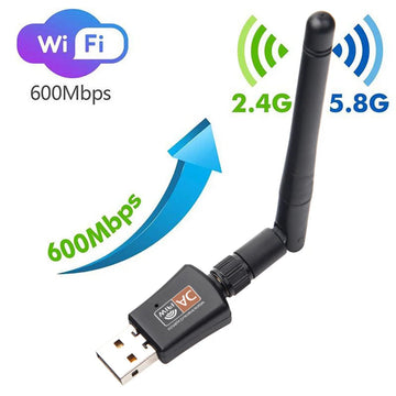 Dubbele Band - USB WiFi-Adapter - 2.4GHz 5GHz - 600Mbps Snelheid - Met Antenne - Voor PC Gebruikers - Model 600M Apsilon