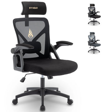 Symino - Kantoorstoel - Verstelbare Hoofdsteun - Ergonomisch - Comfortabel - Voor Kantoorwerkers Apsilon