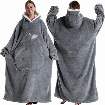 Winter Dikke Sherpa Hoodie Dekbed met Mouwen Oversized Super Zacht Warme Pluche voor Volwassenen Vrouwen en Mannen Model 140cm Apsilon