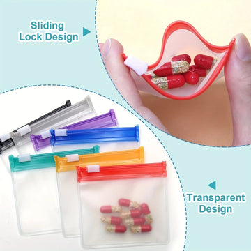 Set van 7 Pillenzakjes - Herbruikbaar en Zelfsluitend - 7 Kleuren - Geneesmiddelen Organizer - Voor Reizigers - Model 7pcs Apsilon