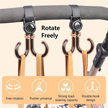 Baby Serie - Kinderwagenhaak - Draaibaar 360 Graden - Pu Leer - Haak - Voor Ouders - Model 360 Apsilon
