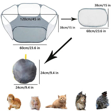 Draagbare Serie - Dierenkooi - Transparant - Vouwbaar - Speelpen - Voor Kleine Huisdieren - Model Standaard Apsilon