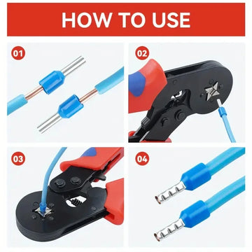 HSC8 6-4A Ferrule Crimp Tool Kit Wire Ferrule Crimper Plier AWG 23-7 with 1200pcs Ferrule Connectors Wire Ends Terminals Crimper Apsilon