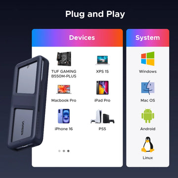 UGREEN 20Gbps M.2 SSD Case NVMe SATA SSD Enclosure Adapter USB 3.2 Gen2 External Enclosure Supports RGB Lighting effect Apsilon