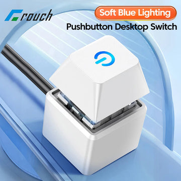 Desktop Serie - PC Schakelaar - Blauwe LED Lichten - Externe Aan/Uit Knop - Verlengkabel - Voor Thuis en Kantoor - Model 1.8m Apsilon