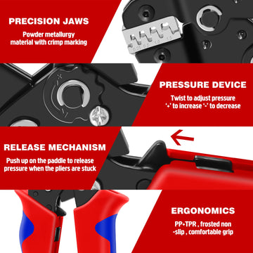 SN-58B 6Jaws Crimping Tool Kit For Dupont JST MOLEX Terminals,No/Pre Insulated Ferrules,Butt Connectors,Solar & Coax Connectors Apsilon