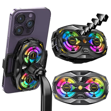 K32 Clip-on Semiconductor Phone Cooler with Digital Display Smart Thermo Dual-core RGB Lights Universal for SmartPhones Apsilon