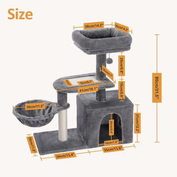 Kleine Kattentoren - Kattentoren - Met Krabpalen - Grote Hangmat - Kattenactiviteit - Voor Indoor Katten - Model AMT0208 Apsilon