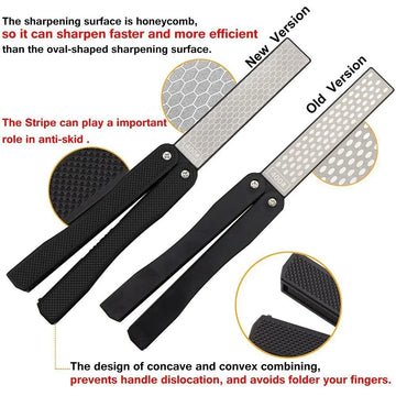 1PCS Portable Folding Pocket Knife Sharpener, Portable Double Sided Diamond Sharpening Stone Outdoor Sharpening Whetstone Apsilon