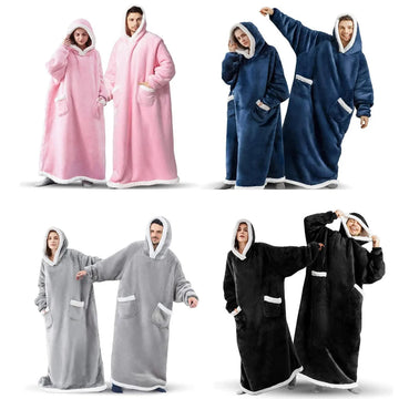 Super Lang - Flanellen Dekbedpyjama - Met Mouwen - Oversized - Winter - Voor Dames en Heren - Model 180cm Apsilon