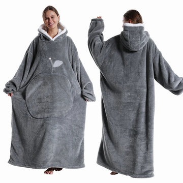 Winter Dikke Sherpa Hoodie Dekbed met Mouwen Oversized Super Zacht Warme Pluche voor Volwassenen Vrouwen en Mannen Model 140cm Apsilon