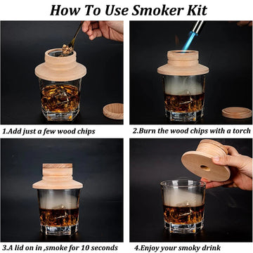 Houten Cocktail Rookapparaat Kit - Voor Whiskey En Tequila - Met Rookkap En 4 Dozen Rookapparaat Voor Bar - Gebruikers Stijl A/B Apsilon