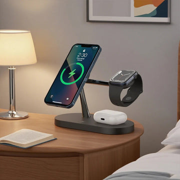 3 in 1 - Draadloze Lader Stand - Snel Opladen - Magnetisch - Oplader - Voor Apple Gebruikers - iPhone 12-16 Apsilon