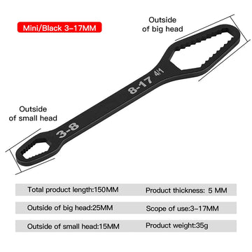 Universeel Torx-sleutel - Zelf-aanrekkend - Verstelbaar - Dubbelkoppig - Industrieel - Voor Monteurs - 8-22mm Apsilon