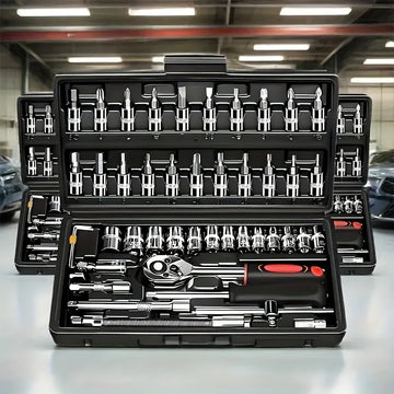 Professional 46pcs Cr-V Steel Socket Set with Ratchet Wrench Storage Bag Durable Sockets Extension Bar for Auto Home Repair Apsilon