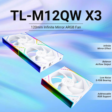 Thermalright TL-M12Q X3 120mm PC Case Cooling Fans, Daisy-Chain | 2000RPM | High Airflow | ARGB | Dual Infinity Mirrors Lighting Apsilon