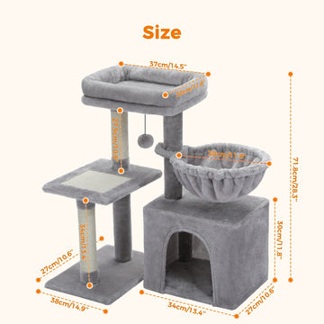 Kleine Kattentoren - Kattentoren - Met Krabpalen - Grote Hangmat - Kattenactiviteit - Voor Indoor Katten - Model AMT0208 Apsilon