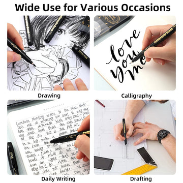 Calligrafie - Pennenset - 4 Stuks - Zwart - Fijne Markers - Handlettering - Voor Beginners - Manga Pen Apsilon
