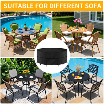 Round Waterproof Garden Furniture Covers Outdoor Patio Circular Table Chair Cover Oxford Cloth Windproof Anti-UV RipProof Apsilon