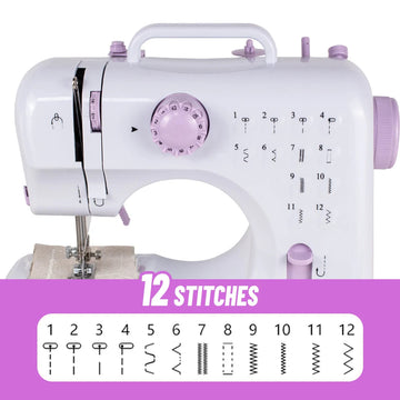 Notionsland - Mini Elektrische Naaimachine - 12 Steken - Voetpedaal - Night Light - Speed Control - Voor Beginners - DS2947 Apsilon
