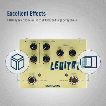 Sonicake Levitate - Effectpedaal - Digitale Delay - Reverb Effecten - Gitaar Effects - Voor Gitaristen - Model QDS-02 Apsilon
