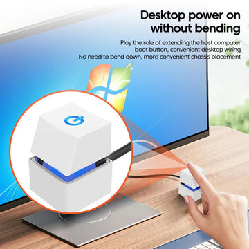Desktop Serie - PC Schakelaar - Blauwe LED Lichten - Externe Aan/Uit Knop - Verlengkabel - Voor Thuis en Kantoor - Model 1.8m Apsilon