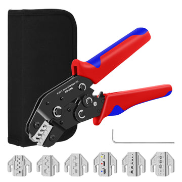 SN-58B 6Jaws Crimping Tool Kit For Dupont JST MOLEX Terminals,No/Pre Insulated Ferrules,Butt Connectors,Solar & Coax Connectors Apsilon