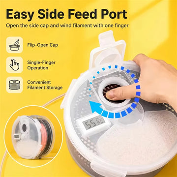 Airtight Wall Hanging 3D Filament Dry Box Humidity Temperature Meter Equipped Smooth Feeding 1KG Filament Drying Storage Holder Apsilon